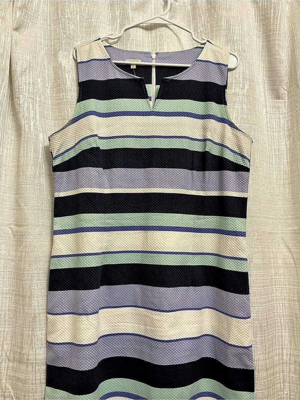 Talbots Striped Midi Dress in Black & Purple Size 16 Like New